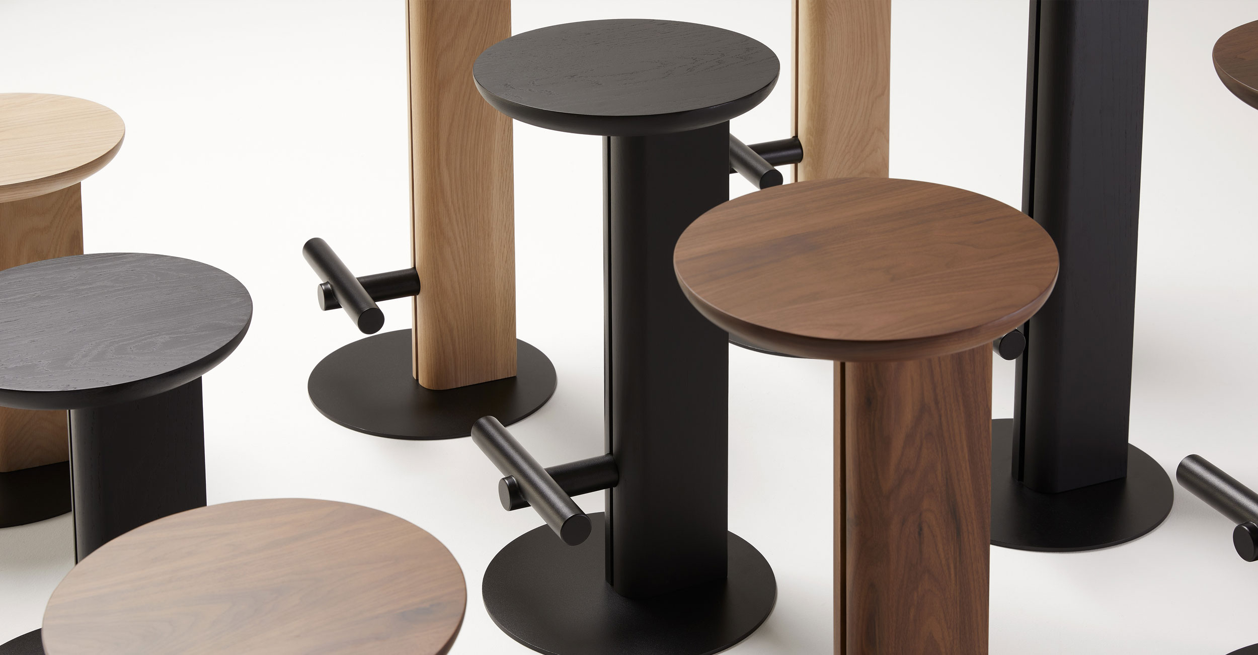 Rook Stools in various timber finishes