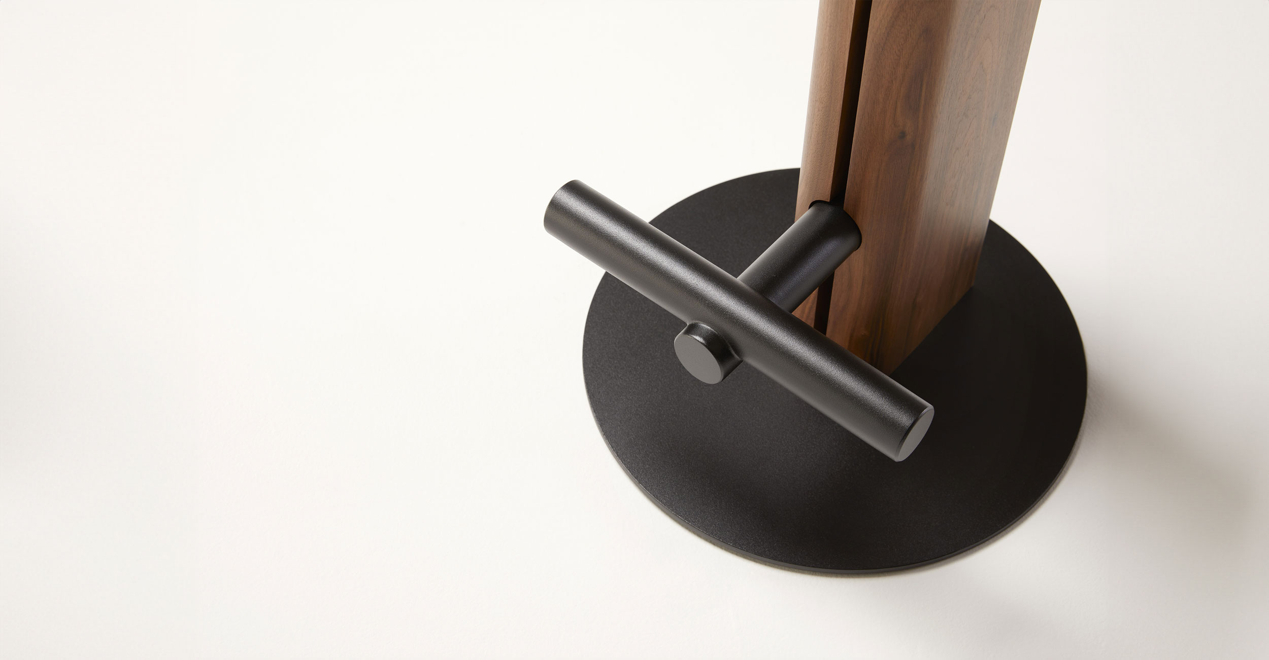 Detail view of Rook Stool in Natural Walnut finish